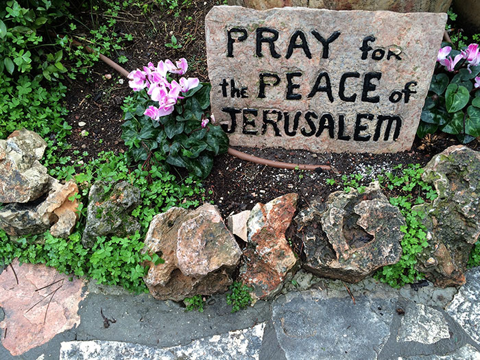 A sign in the Garden Tomb in Jerusalem.