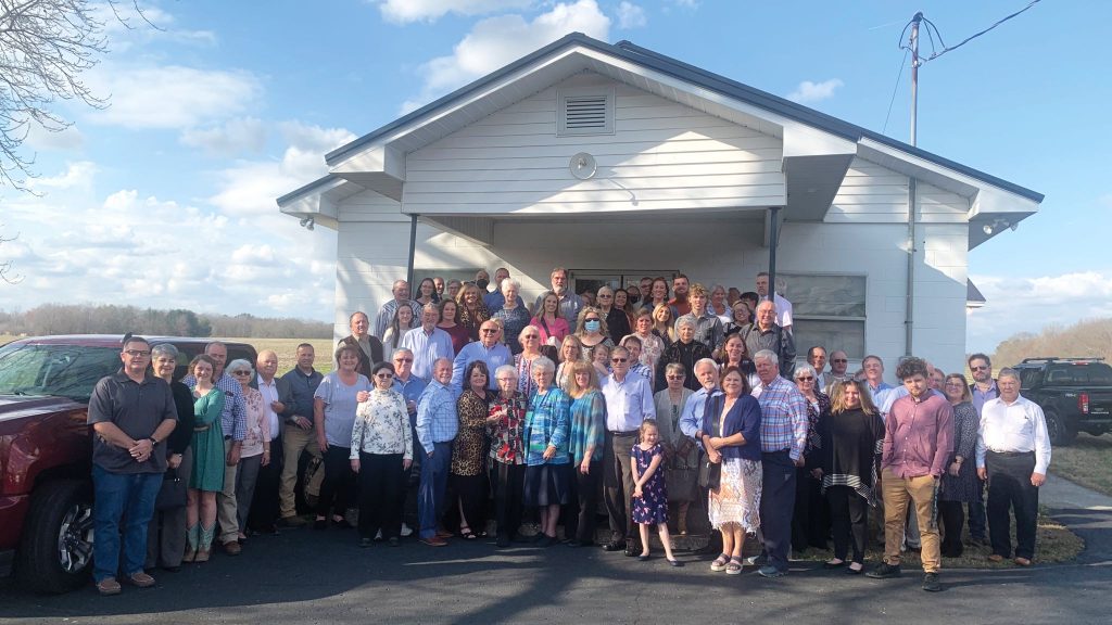 Church members and visitors from 21 congregations pose for a group photo outside the Ragsdale Church of Christ on March 6.